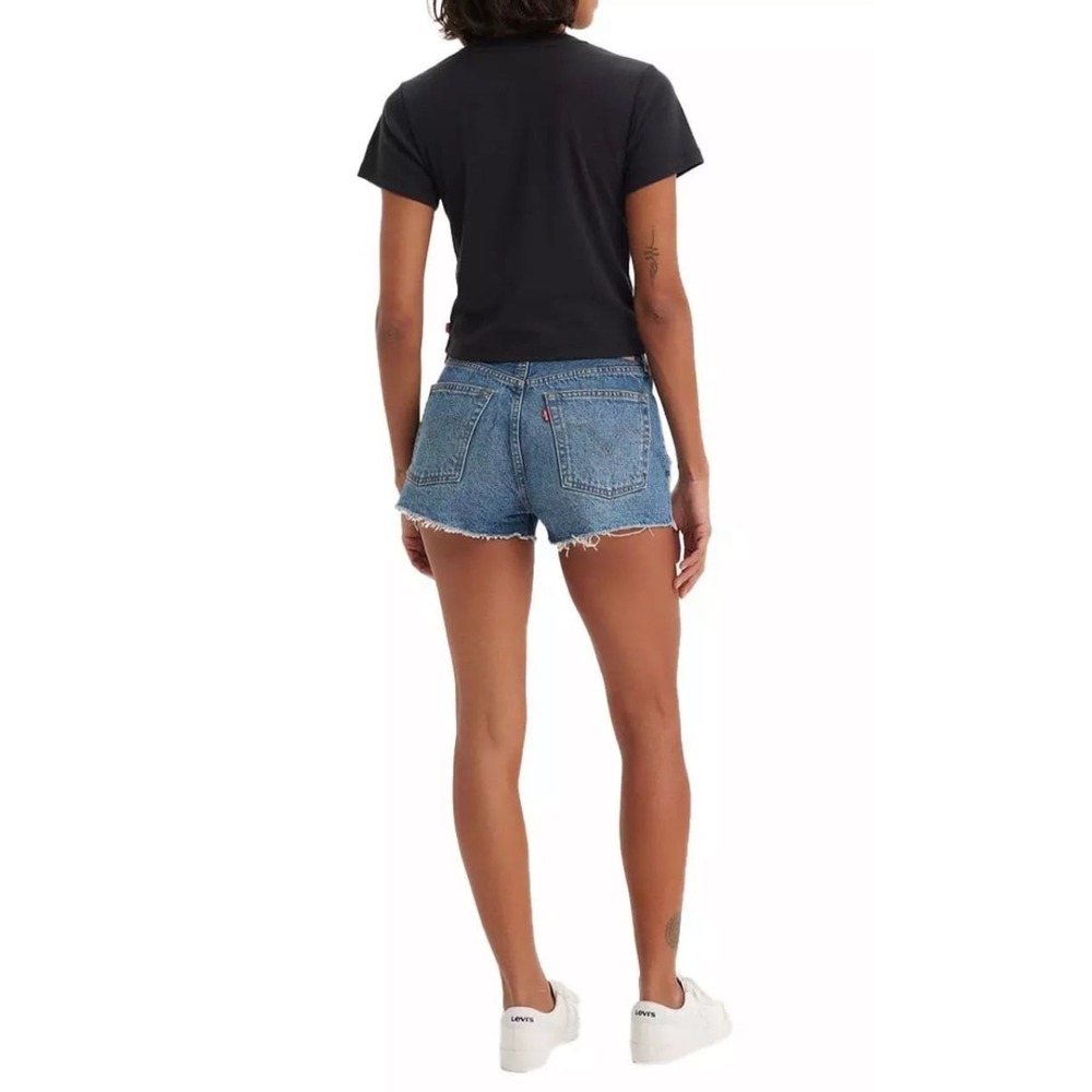 Levi's 501 Original HR Denim Cut Off Shorts Darn It Distressed 32 NWT - Picture 3 of 8